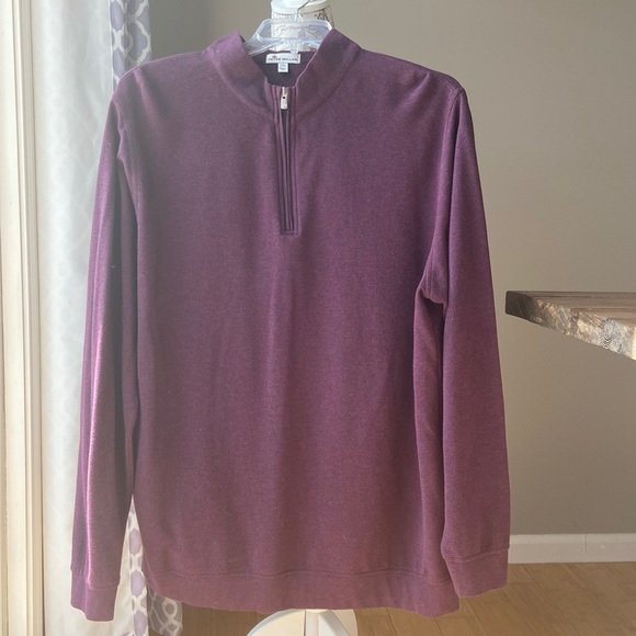 Peter Millar Heathered Purple/Red 1/4 Zip Pullover - Picture 2 of 8